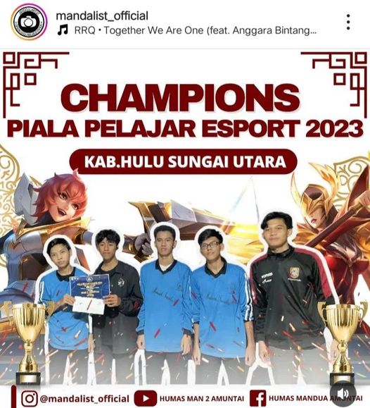 Tim Esport Mobile Legens MAN 2 HSU Raih Juara 1 Tournament Piala Pelajar Esport 2023
