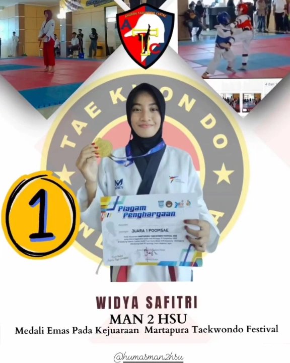 Raih Prestasi Gemilang di Kejuaraan Martapura Taekwondo Festival, Siswi MAN 2: Widya Safitri, Azzah Nur Aufa, dan Shafa Rahrl Nabila Sabet Medali Emas