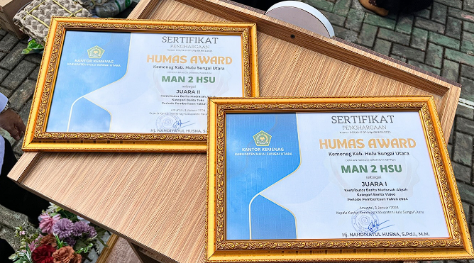 MAN 2 HSU Raih Humas Award Kategori Berita Tulis &amp; Video